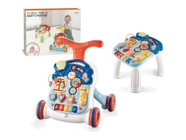 Chodzik Stolik Muzyczny Edukacyjny 2w1 NIEBIESKI N6028B