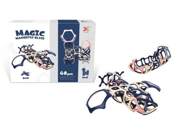 Klocki Konstrukcyjne Magnetyczne Zakręcone 60 Elementów 689K